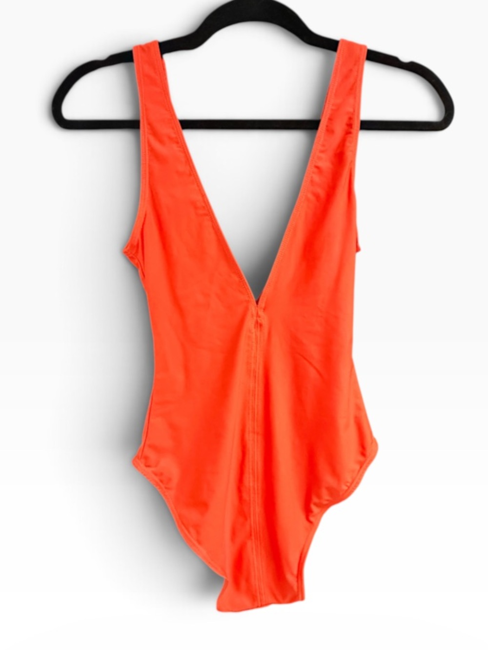 Reformation Coral-Red V-Neck One-Piece Swimsuit